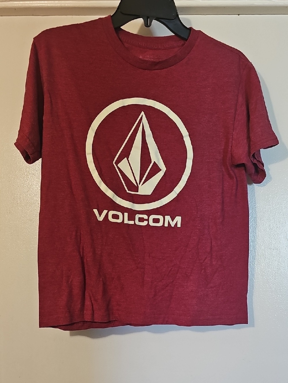 Volcom Red Crewneck Tee with White Tag Print